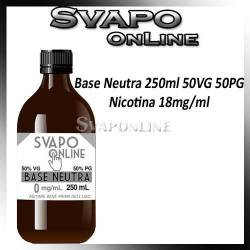 Base Neutra 250ml con Nicotina 18mg 50VG 50PG Svapo Online