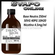 Base Neutra 250ml Nicotina 4.5mg 50VG 40PG 10H20 Svapoonline