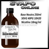 Base Neutra 250ml Nicotina 18mg 50VG 40PG 10H20 Svapoonline