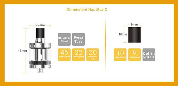 Dimensioni Atomizzatore nautilus X