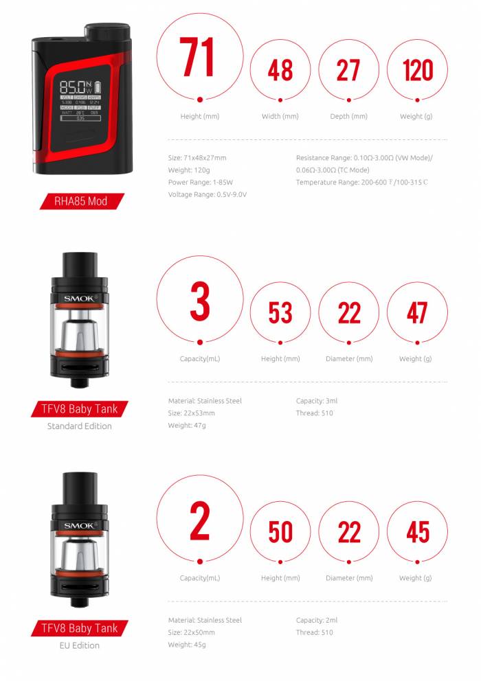 Rha85 Kit Con Tfv8 Baby Smok 3