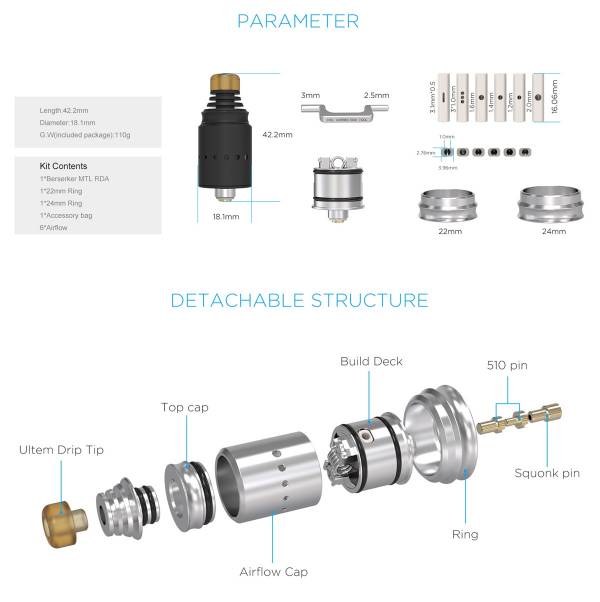 Vandy Vape Berserker Mtl Rda Bf 18mm 6