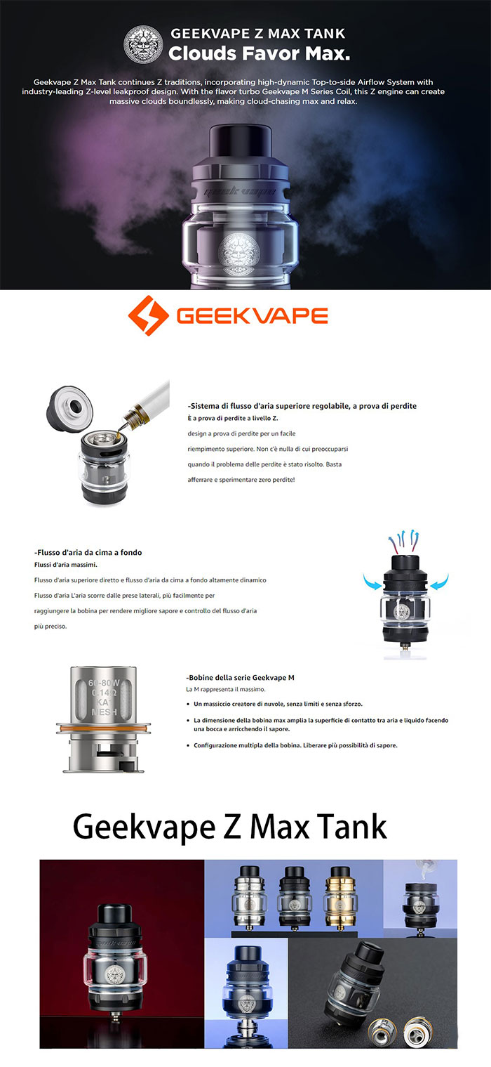 GeekVape Atomizzatore Z Max 4ml pin 510