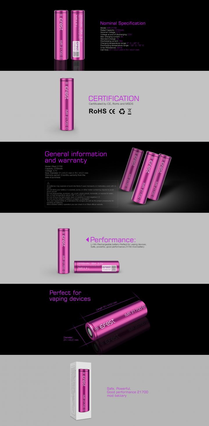 EFEST IMR 21700 3700 mAh