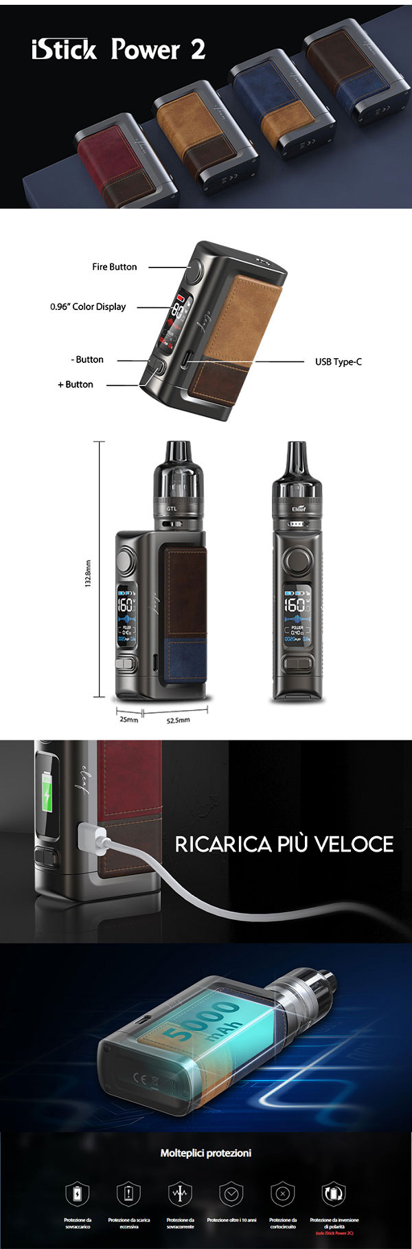specifiche tecniche per istick power 2 box 80W 5000mAh