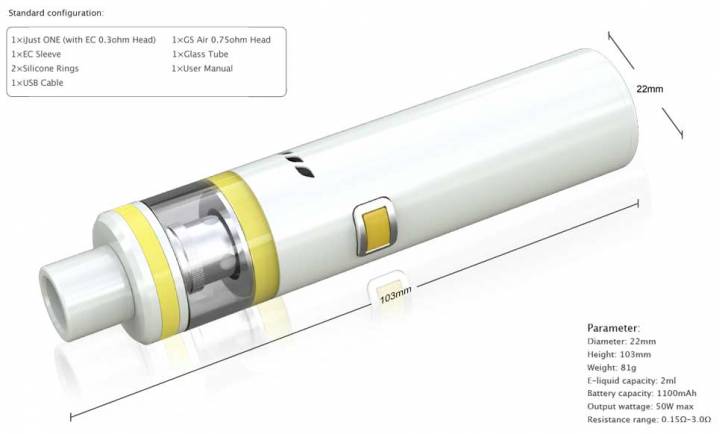 Ijust One Eleaf 1100mah 2ml 50w Kit Completo 2 Ijust One Eleaf 1100mah 2ml 50w Kit Completo 2