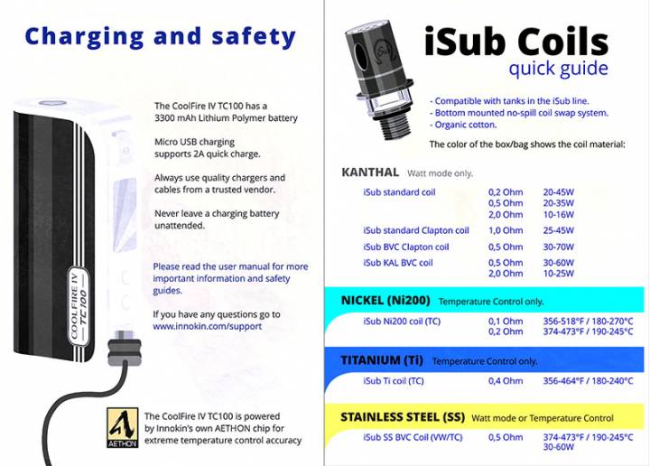Innokin Cool Fire 4 Tc 100w Isub V Atomizzatore Kit Completo 5