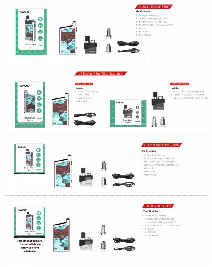Smok Trinity Alpha Pod Smok Trinity Alpha Pod Scegli La Tua Configurazione